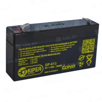 Аккумулятор KIPER (1.3 Ah,6 V) AGM 97x24x51 0.29 кг 0