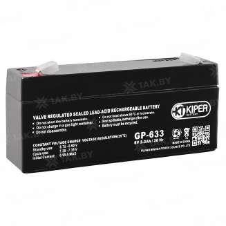 Аккумулятор Kiper (3.3 Ah,6 V) AGM 134x34x60 0.63 кг 0