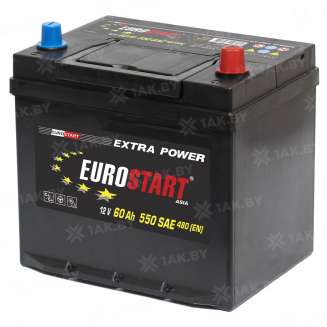 Аккумулятор EUROSTART Asia (60 Ah) 550 A, 12 V Обратная, R+ D23 EU600JE 0