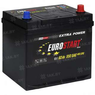 Аккумулятор EUROSTART Asia (60 Ah) 550 A, 12 V Обратная, R+ D23 EU600JE Аккумулятор EUROSTART Asia (60 Ah) 550 A, 12 V Обратная, R+ D23 EU600JE