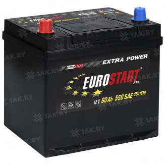 Аккумулятор EUROSTART Asia (60 Ah) 550 A, 12 V Прямая, L+ D23 EU601JE 0