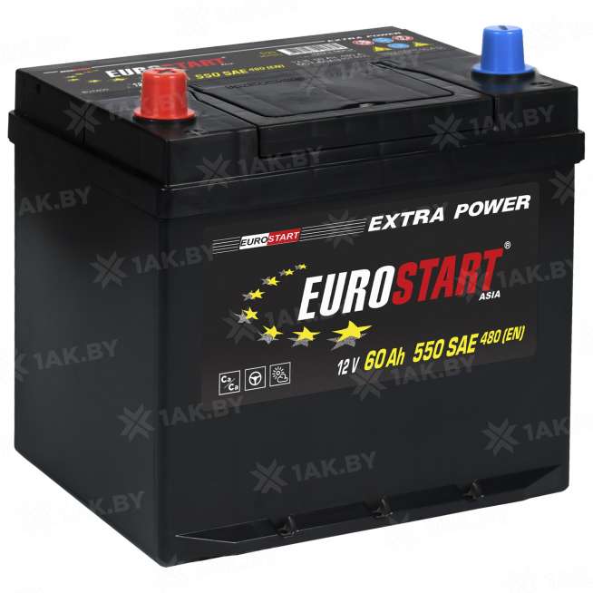 Аккумулятор EUROSTART Asia (60 Ah) 480 A, 12 V Прямая, L+ D23 EU601JE 0
