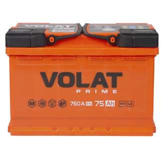 Аккумулятор VOLAT Prime (75 Ah) 760 A, 12 V Прямая, L+ L3 VP751 0