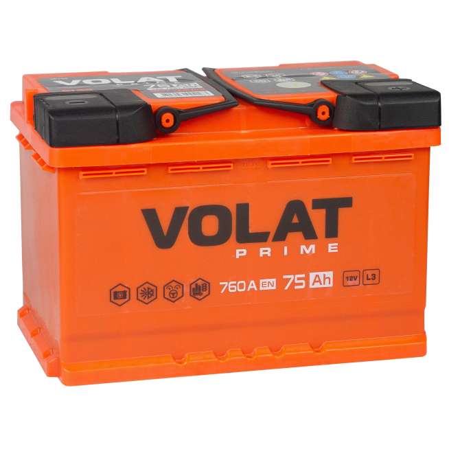 Аккумулятор VOLAT Prime (75 Ah) 760 A, 12 V Прямая, L+ L3 VP751 2