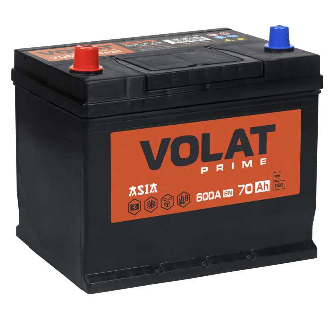 Аккумулятор VOLAT Prime Asia (70 Ah) 600 A, 12 V Прямая, L+ D26 VP701J 1
