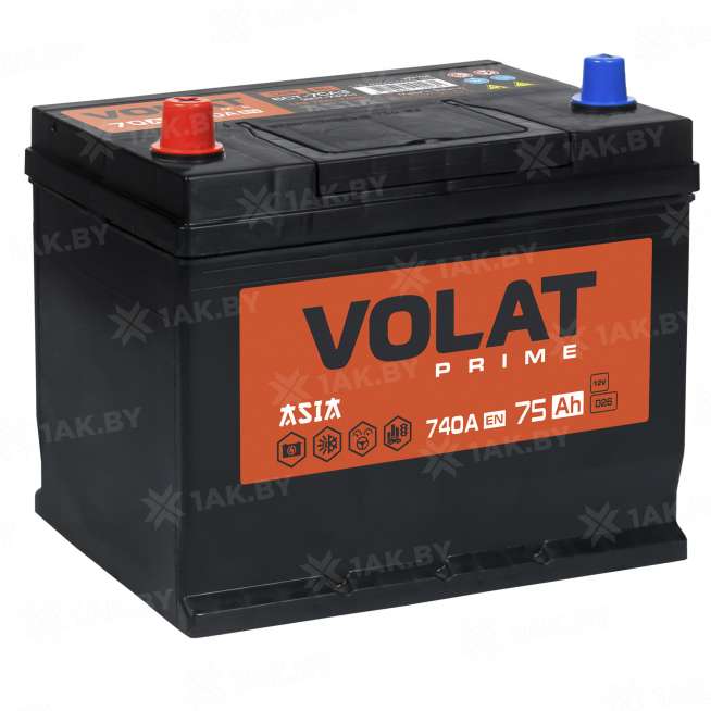 Аккумулятор VOLAT Prime Asia (75 Ah) 740 A, 12 V Прямая, L+ D26 VP751J 0