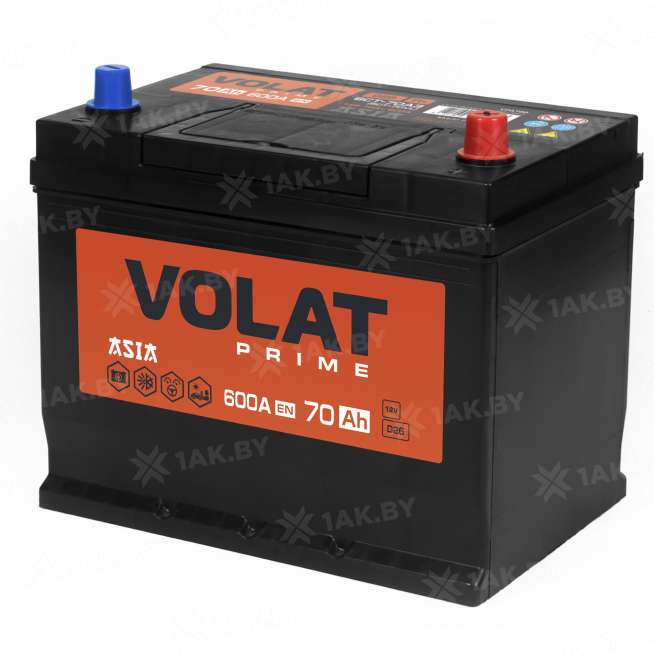 Аккумулятор VOLAT Prime Asia (70 Ah) 600 A, 12 V Обратная, R+ D26 VP700J 0