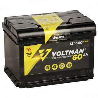 Аккумулятор VOLTMAN (60 Ah) 600 A, 12 V Обратная, R+ LB2 60 Ah R+ VOLTMAN 0