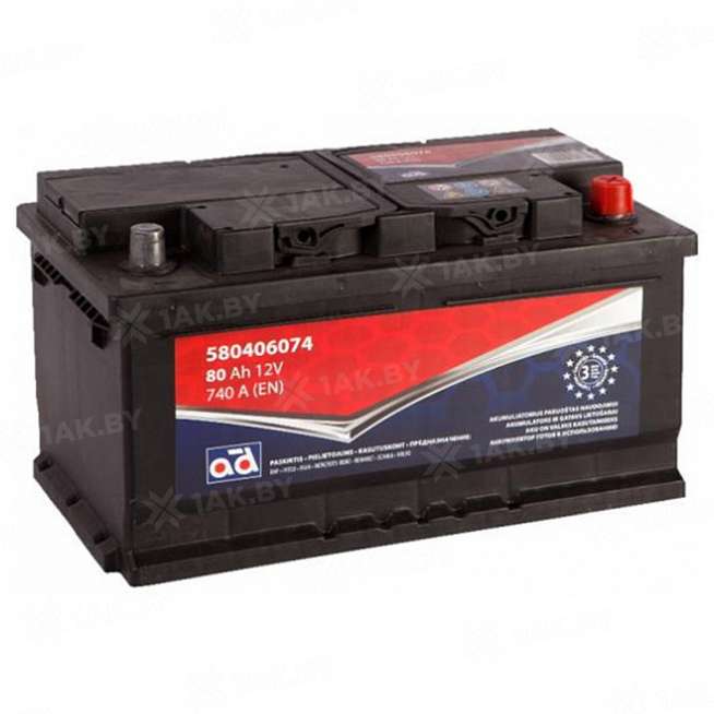 Аккумулятор AD (80 Ah) 740 A, 12 V Обратная, R+ LB4 0