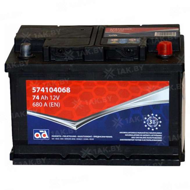 Аккумулятор AD (74 Ah) 680 A, 12 V Обратная, R+ L3 0