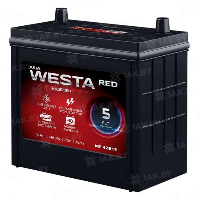 Аккумулятор WESTA JIS MF (40 Ah) 340 A, 12 V Прямая, L+ B19 0
