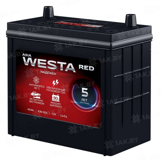 Аккумулятор WESTA JIS MF (45 Ah) 430 A, 12 V Обратная, R+ B24 0