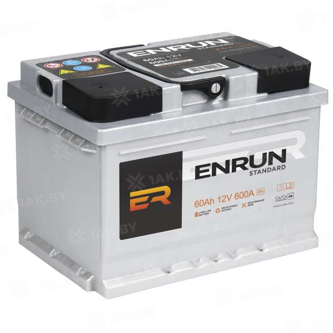 Аккумулятор ENRUN STANDARD (60 Ah) 600 A, 12 V Обратная, R+ L2 EN600S 1