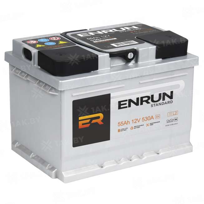 Аккумулятор ENRUN STANDARD (55 Ah) 530 A, 12 V Прямая, L+ L2 EN551S 0