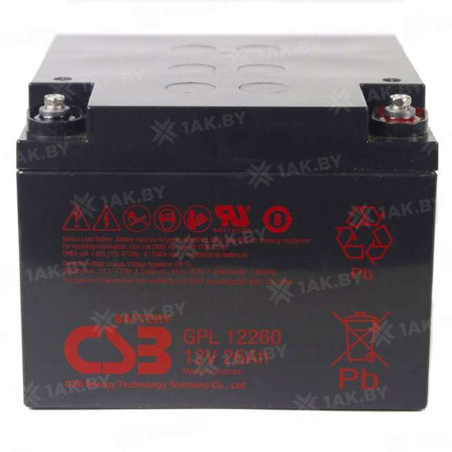 Аккумулятор CSB для ИБП, детского электромобиля, эхолота (26 Ah,12 V) AGM 166x175x125 8.3 кг 1