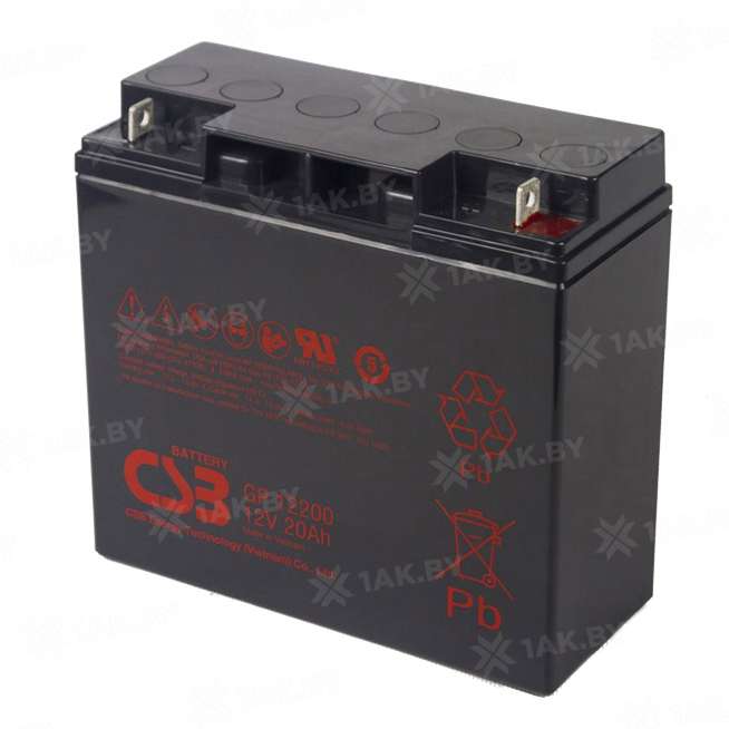 Аккумулятор CSB для ИБП, детского электромобиля, эхолота (20 Ah,12 V) AGM 181x77x167 6.4 кг 1