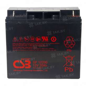 Аккумулятор CSB для ИБП, детского электромобиля, эхолота (20 Ah,12 V) AGM 181x77x167 6.4 кг 2