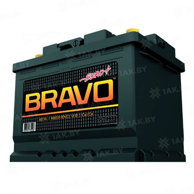 Аккумулятор BRAVO 6СТ (60 Ah) 480 A, 12 V Обратная, R+ L2 0