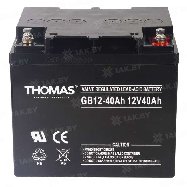 Аккумулятор THOMAS для ИБП, детского электромобиля, эхолота (40 Ah,12 V) AGM 198x166x191 11 кг 0
