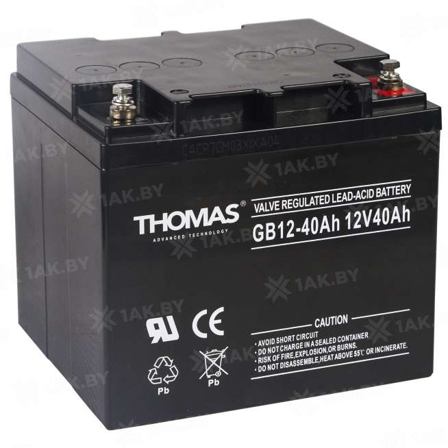 Аккумулятор THOMAS для ИБП, детского электромобиля, эхолота (40 Ah,12 V) AGM 198x166x191 11 кг 2