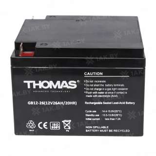 Аккумулятор THOMAS для ИБП, детского электромобиля, эхолота (26 Ah,12 V) AGM 175x166x125 7.2 кг Аккумулятор THOMAS для ИБП, детского электромобиля, эхолота (26 Ah,12 V) AGM 175x166x125 7.2 кг