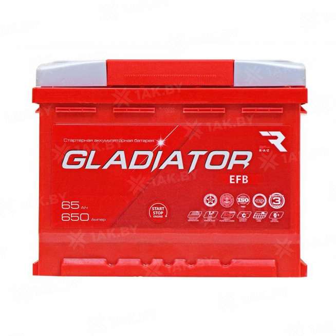 Аккумулятор GLADIATOR (65 Ah) 650 A, 12 V Прямая, L+ L2 0