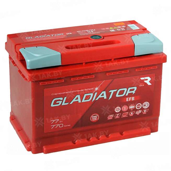 Аккумулятор GLADIATOR (77 Ah) 770 А, 12 V Прямая, L+ L3 0
