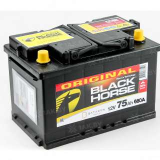 Аккумулятор BLACK HORSE (75 Ah) 680 A, 12 V Обратная, R+ L4 BH -57500BH Аккумулятор BLACK HORSE (75 Ah) 680 A, 12 V Обратная, R+ L4 BH -57500BH