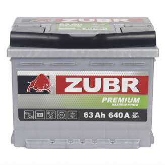 Аккумулятор ZUBR Premium (63 Ah) 640 A, 12 V Прямая, L+ L2 ZU631P 0