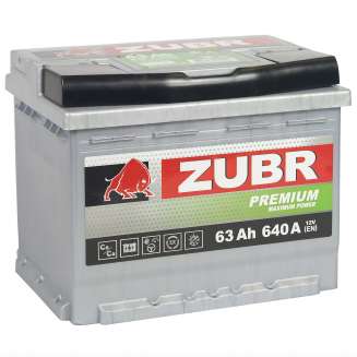 Аккумулятор ZUBR Premium (63 Ah) 640 A, 12 V Прямая, L+ L2 ZU631P 1