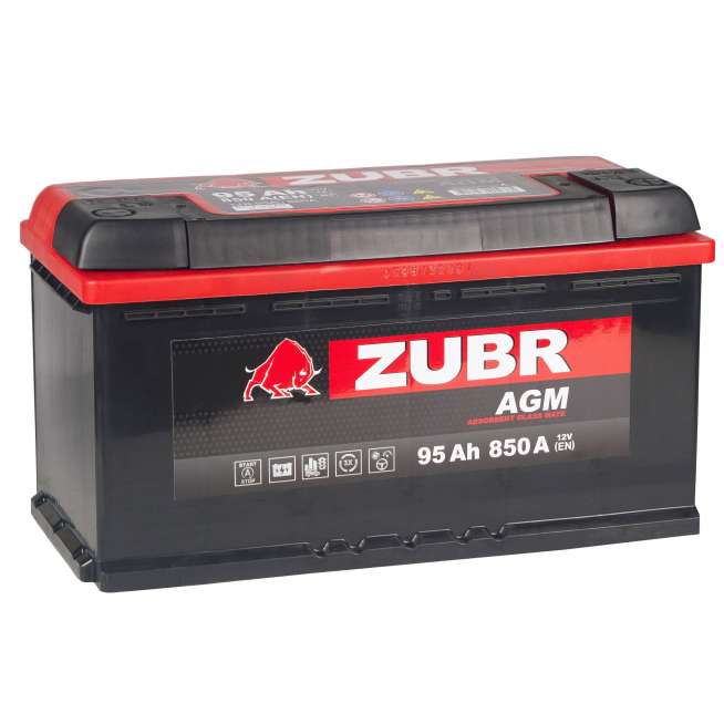 Аккумулятор Zubr AGM 95 Ah, 850 A, 12 V, Обратная полярность, R+, L5, польский 2