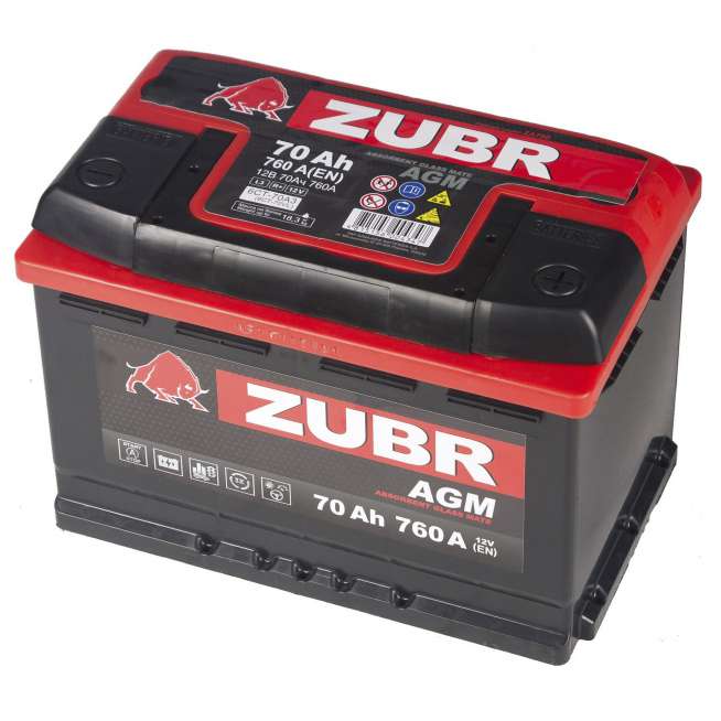 Аккумулятор ZUBR AGM (70 Ah) 760 A, 12 V Обратная, R+ L3 57002700 0