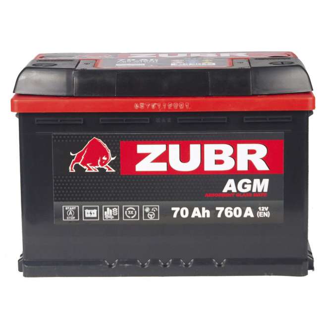 Аккумулятор ZUBR AGM (70 Ah) 760 A, 12 V Обратная, R+ L3 57002700 2
