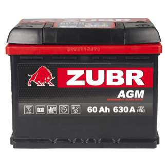 Аккумулятор ZUBR AGM (60 Ah) 630 A, 12 V Обратная, R+ L2 56002600 1