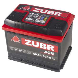 Аккумулятор ZUBR AGM (60 Ah) 630 A, 12 V Обратная, R+ L2 56002600 2