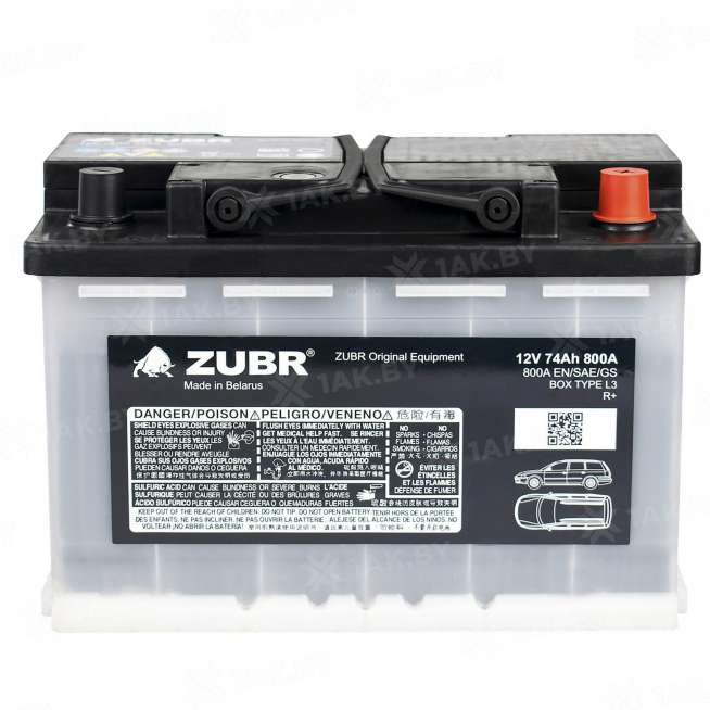 Аккумулятор ZUBR Ultra OE (74 Ah) 800 A, 12 V Обратная, R+ L3 OE740 0
