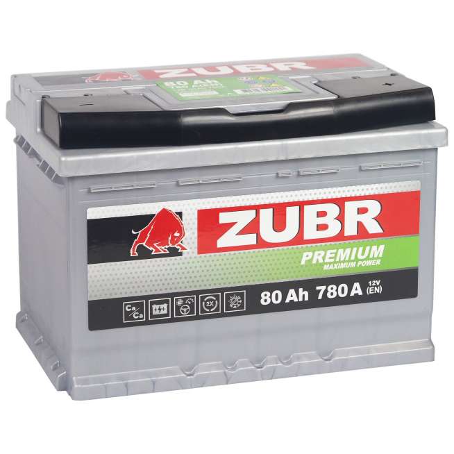 Аккумулятор ZUBR Premium (80 Ah) 820 A, 12 V Обратная, R+ L3 ZU800P 1