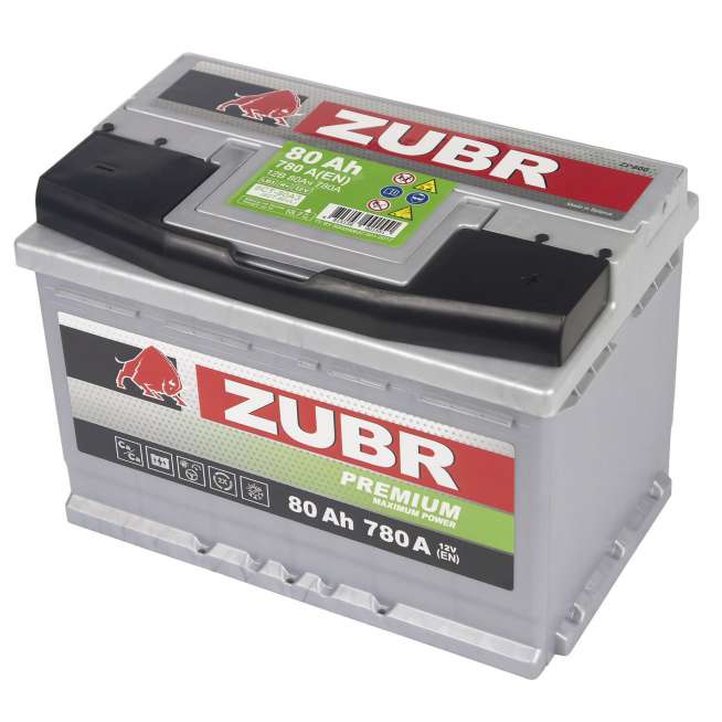 Аккумулятор ZUBR Premium (80 Ah) 820 A, 12 V Обратная, R+ L3 ZU800P 2