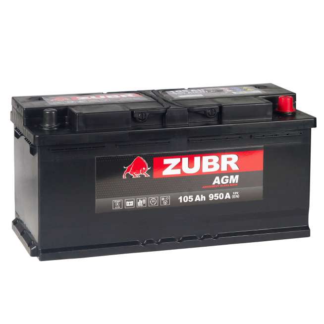 Аккумулятор ZUBR AGM (105 Ah) 950 A, 12 V Обратная, R+ L6 605021050 0