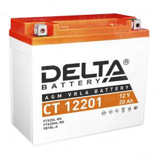 Аккумулятор для мотоцикла DELTA (20 Ah) 270 A, 12 V Обратная, R+ YT20L-4 CT 12201 Аккумулятор для мотоцикла DELTA (20 Ah) 270 A, 12 V Обратная, R+ YT20L-4 CT 12201