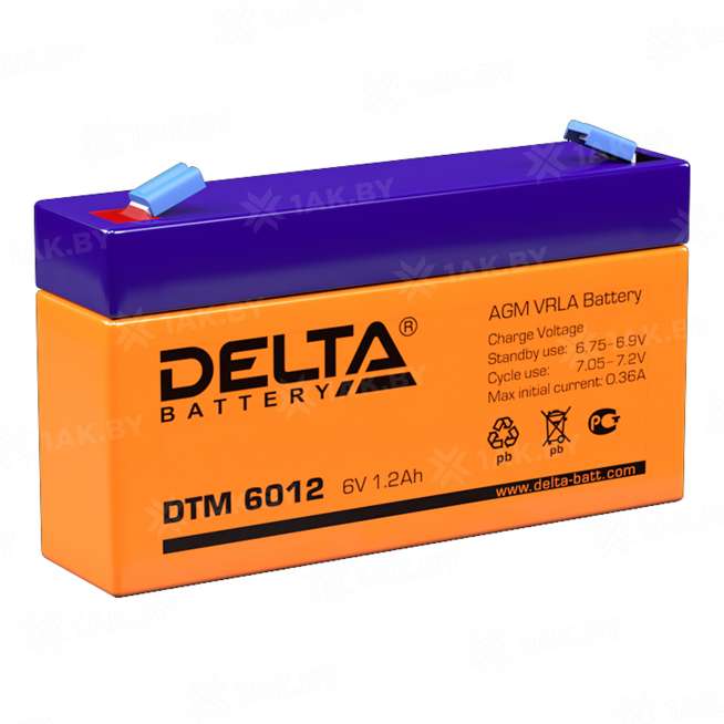 Аккумулятор DELTA для ИБП, детского электромобиля, эхолота (1.2 Ah,6 V) AGM 97x24x52 0.31 кг 0