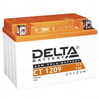 Аккумулятор для мотоцикла DELTA (9 Ah) 135 A, 12 V Прямая, L+ YTX9-BS CT 1209 Аккумулятор для мотоцикла DELTA (9 Ah) 135 A, 12 V Прямая, L+ YTX9-BS CT 1209