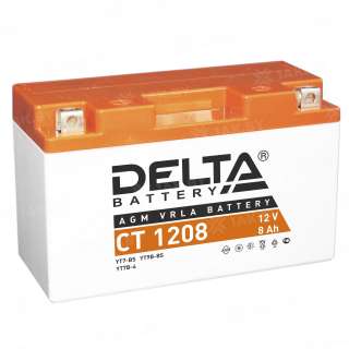 Аккумулятор для мотоцикла DELTA (8 Ah) 130 A, 12 V Прямая, L+ YT7B-BS CT 1208 Аккумулятор для мотоцикла DELTA (8 Ah) 130 A, 12 V Прямая, L+ YT7B-BS CT 1208