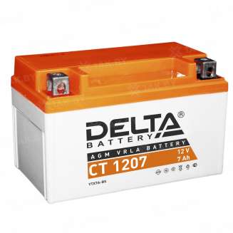 Аккумулятор для мотоцикла DELTA (7 Ah) 105 A, 12 V Прямая, L+ YTX7A-BS CT 1207 0