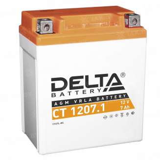 Аккумулятор для мотоцикла DELTA (7 Ah) 100 A, 12 V Обратная, R+ YTX7L-BS CT 1207.1 0
