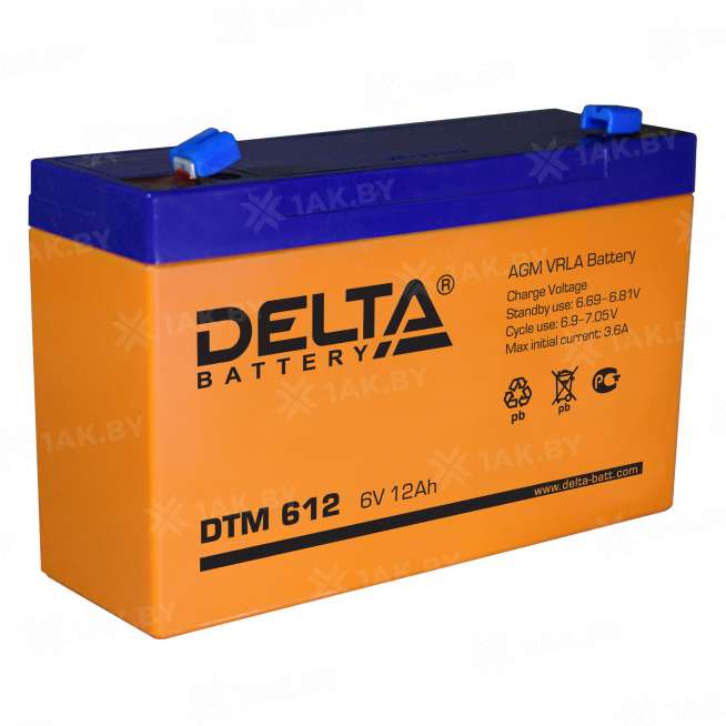 Аккумулятор DELTA для ИБП, детского электромобиля, эхолота (12 Ah,6 V) AGM 150x50x94 1.7 кг 0