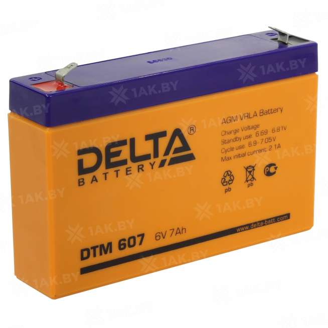 Аккумулятор DELTA для ИБП, детского электромобиля, эхолота (7 Ah,6 V) AGM 151x34x94 1.2 кг 0