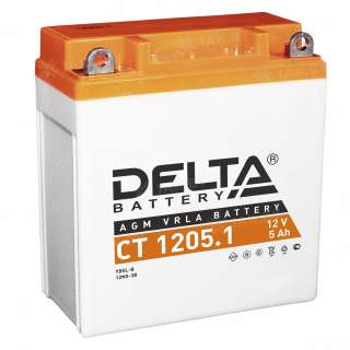 Аккумулятор для мотоцикла DELTA (5 Ah) 65 A, 12 V Обратная, R+ YB5L-B CT 1205.1 Аккумулятор для мотоцикла DELTA (5 Ah) 65 A, 12 V Обратная, R+ YB5L-B CT 1205.1