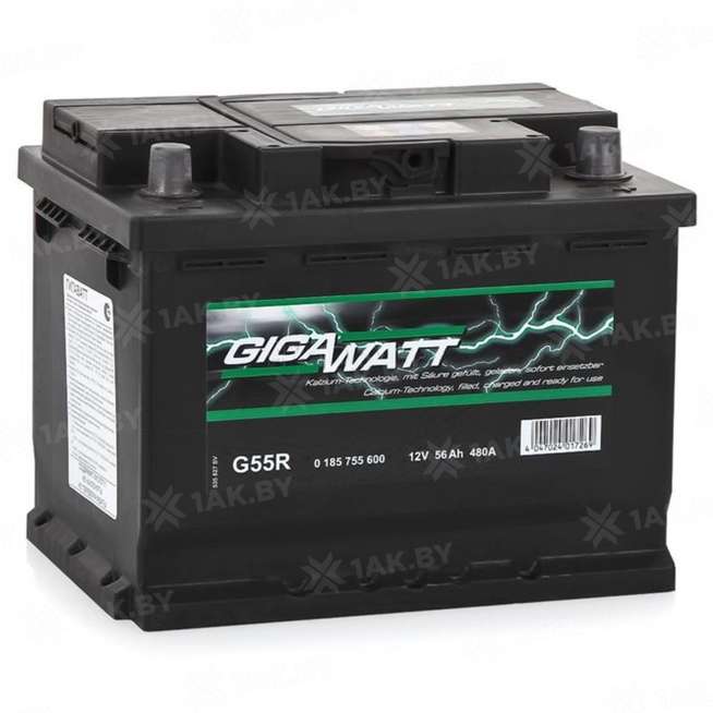 Аккумулятор GIGAWATT (56 Ah) 480 A, 12 V Обратная, R+ L2 0