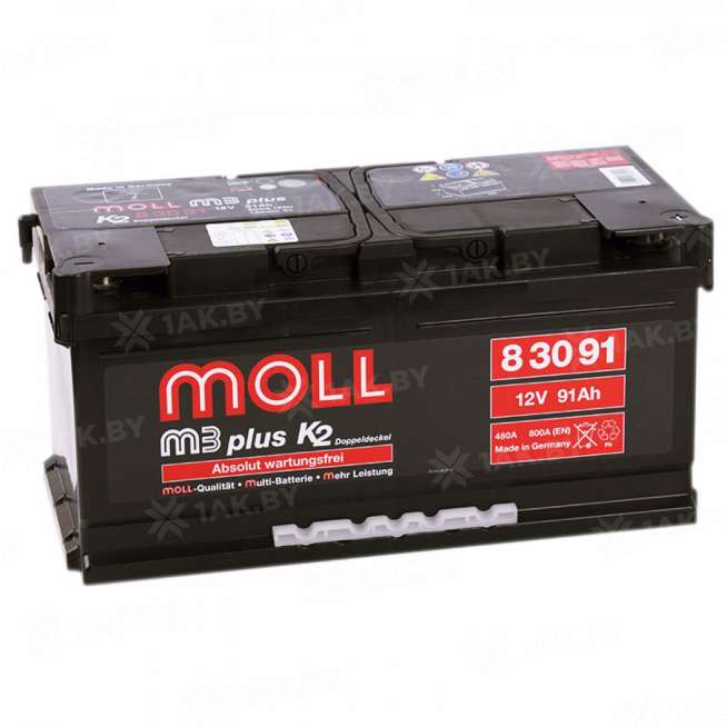 Аккумулятор MOLL M3+ (91 Ah) 800 A, 12 V Обратная, R+ L5 0
